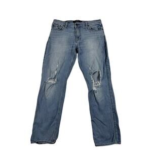 Hollister Men's Distressed Ripped Jeans W34 L32 California Light Wash Denim